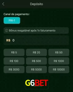 deposits G6BET